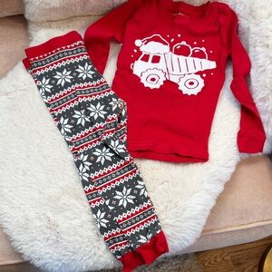 NWOT Red Kids Pajama Set with Holiday Truck Graphic